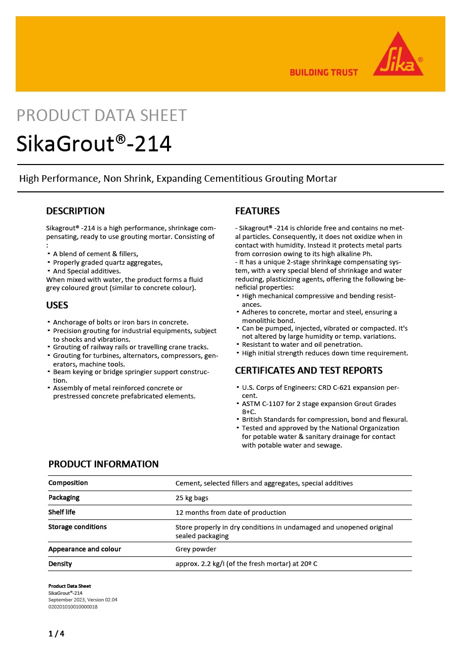 Product Data Sheets English